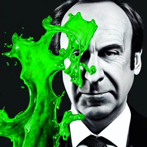 Prompt: Saul Goodman melting into a pile of green ooze