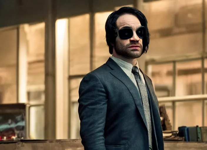 Prompt: charlie cox, movie still, from the new daredevil movie, 8 k, realistic