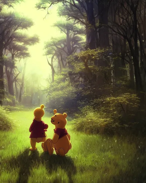 attractive gothic magical winnie the pooh anime | Stable Diffusion