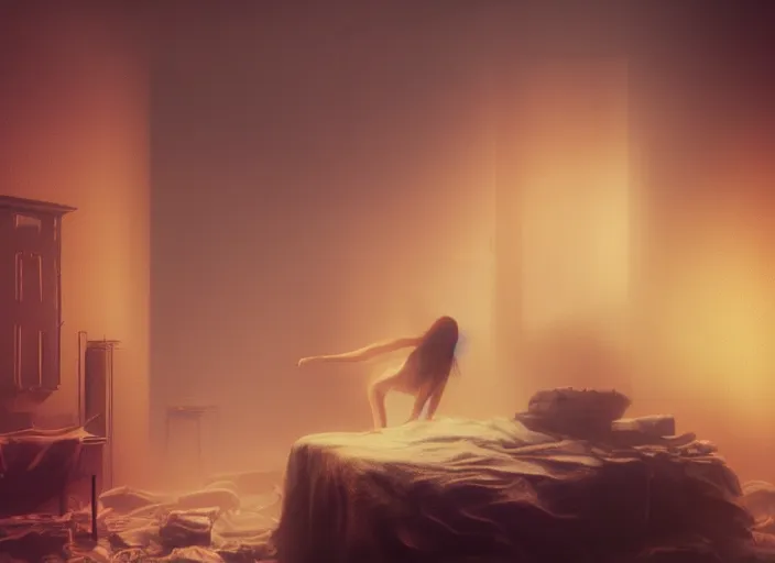 Image similar to rgb, woman, bedroom full of fire, rage, cinematic, movie scene, inspired by zdzislaw beksinski, clothes made out of veins,, cables everywhere, bedroom, ultra realistic, concept art, intricate details, highly detailed, photorealistic, octane render, 8 k