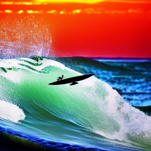 Image similar to Bird surfing on a surfboard, high detail photo, 8K, very beautiful, award winning