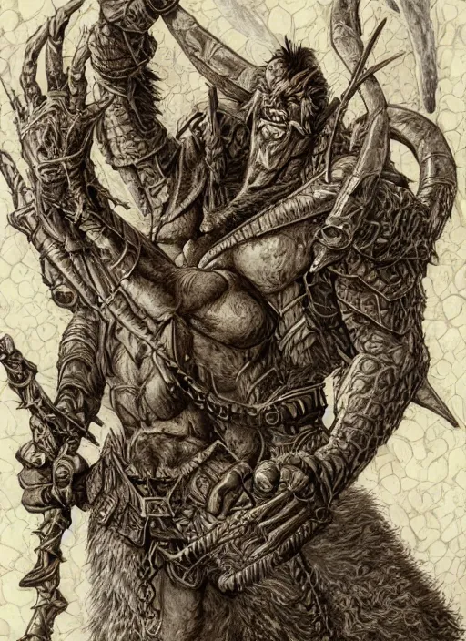 Image similar to baltard, digital illustration for pathfinder, full body, by Wayne Reynolds, tony diterlizzi, larry elmore, 2005, HQ scan, intricate details, Monster Manula, Fiend Folio, D&D monster, fantasy art, artstation trending