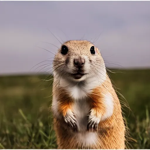 Prompt: singular animal that is white Prairie dog cross white rabbit cross white ferret, studio photography