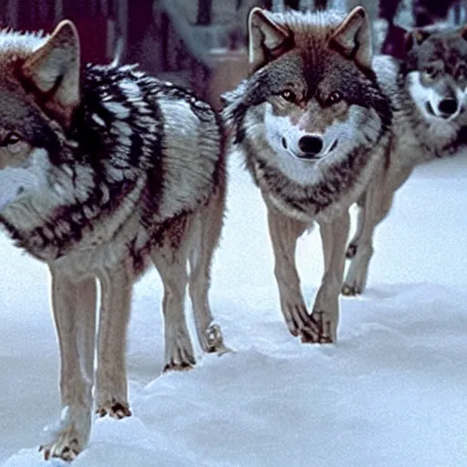 Image similar to pack of hungry wolves in home alone movie