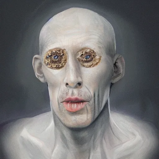 Image similar to a portrait of a strange man with strange mirror eyes. hyperrealistic