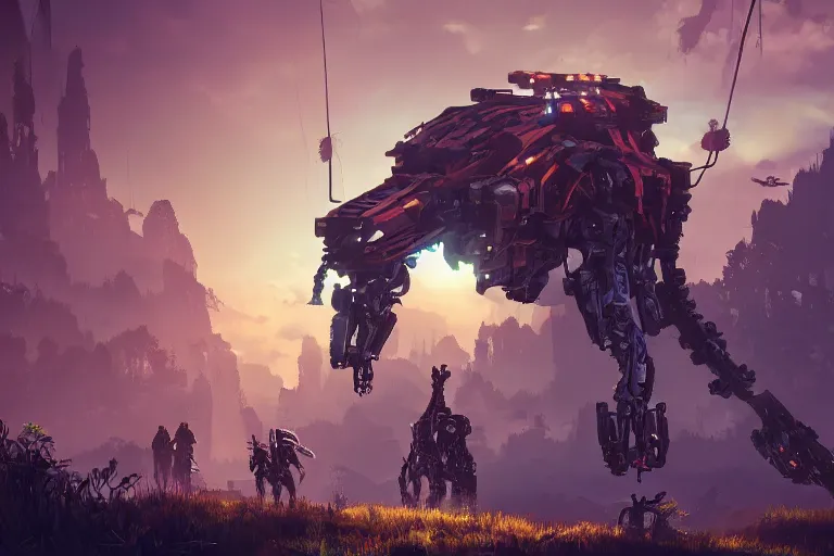 Image similar to stalker machine mecanical creature robot of horizon forbidden west horizon zero dawn bioluminiscence global illumination ray tracing hdr fanart arstation by ian pesty and alena aenami artworks in 4 k