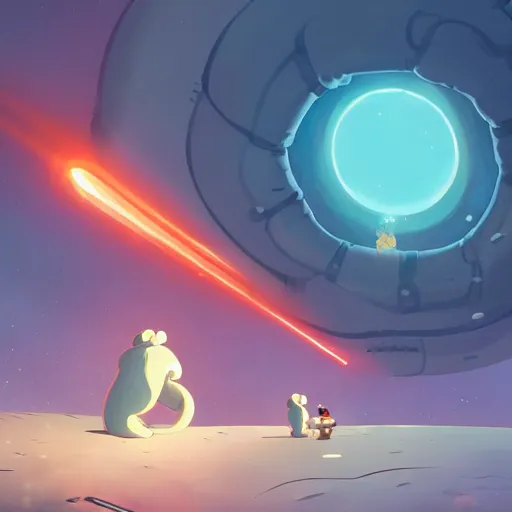 Image similar to baby harp seals astronauts shooting lasers at tentacle alien monsters on an asteroid, atey ghailan, goro fujita, studio ghibli, rim light, stark lighting, clear focus, very coherent,