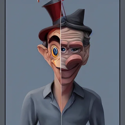 Image similar to Jerome Powell as Pinocchio, digital art, artstation