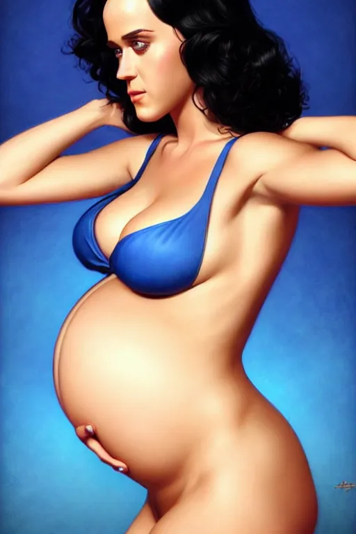 pregnant katy perry in a sports bra, realistic