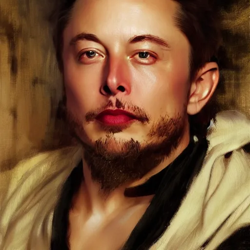 Prompt: detailed realistic cinematic wide shot of beautiful attractive young elon musk with beard tech man wearing black bath robe slim face symettrical face clean skin black eyes black robe smooth, sharp focus, ultra realistic, spring light, painting by gaston bussiere, craig mullins, j. c. leyendecker