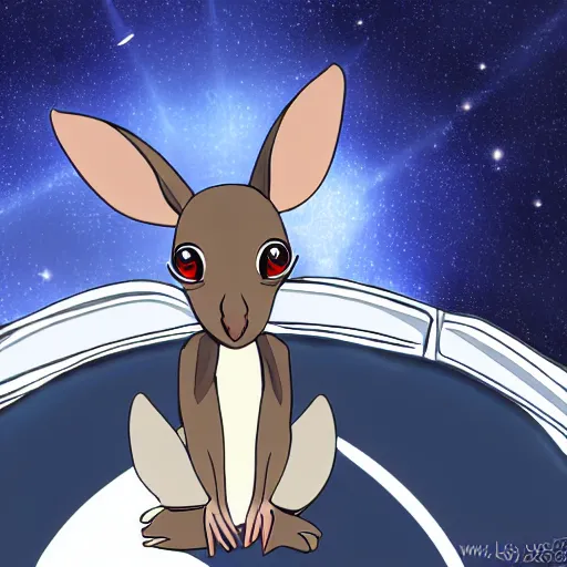 Prompt: a kangaroo in a spaceship, interior photo, anime style, futuristic, high resolution