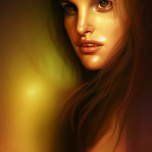 Prompt: photorealistic beautiful ethereal natalie portman in the style of michael whelan and greg rutkowski. hyperdetailed photorealism, 1 0 8 megapixels, amazing depth, glowing rich colors, powerful imagery, psychedelic overtones, 3 d finalrender, 3 d shading, cinematic lighting, artstation concept art