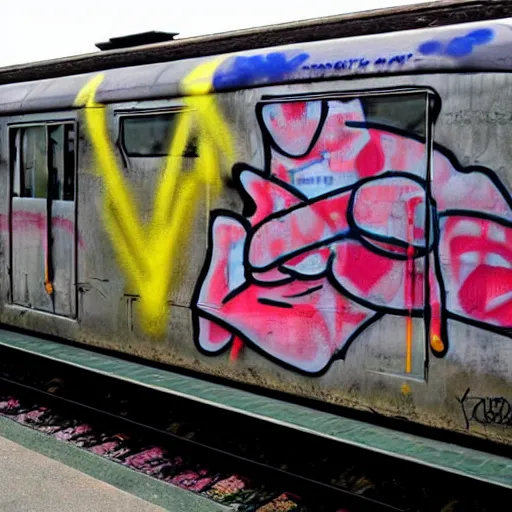 Prompt: « a graffiti on a train »