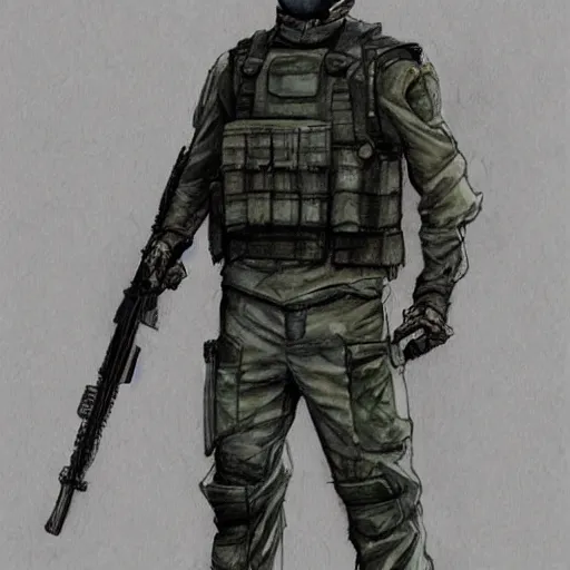 Prompt: a perfect, realistic professional digital sketch of Chinese SWAT soldier in style of Marvel, full length, by pen and watercolor, by a professional French artist on ArtStation, on high-quality paper