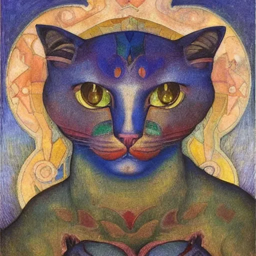 Prompt: cloisonne cat head, by annie swynnerton and diego rivera and nicholas roerich and jean delville, symbolist, dramatic lighting, god rays, elaborate geometric ornament, art brut, rich colors, smooth, sharp focus, extremely detailed, adolf wolfli and ( donato giancola )