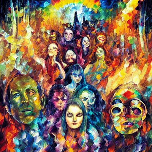Image similar to psychedelic rave dance party by arthur adams, charlie bowater, leonid afremov, chiho ashima, karol bak, david bates, tom chambers