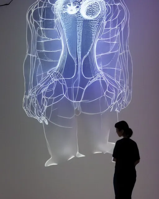 Prompt: !dream projection design installation, projections on human body