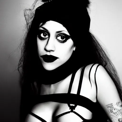 Image similar to a goth Brittany Murphy spirit, dark eerie photo