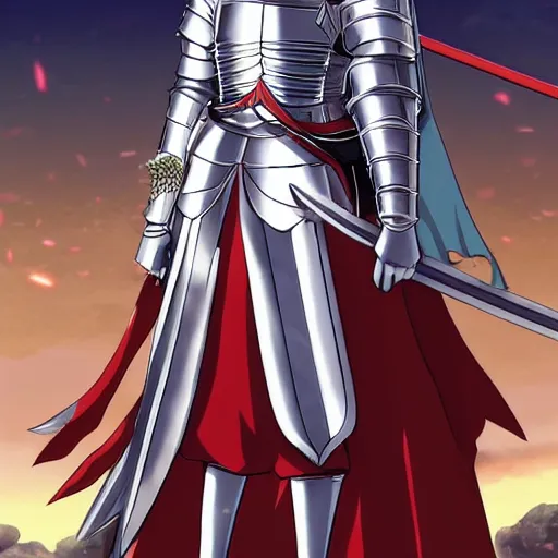 Image similar to a medieval anime knight very pretty, sasucchi 9 5, epic, cinematic great lighting