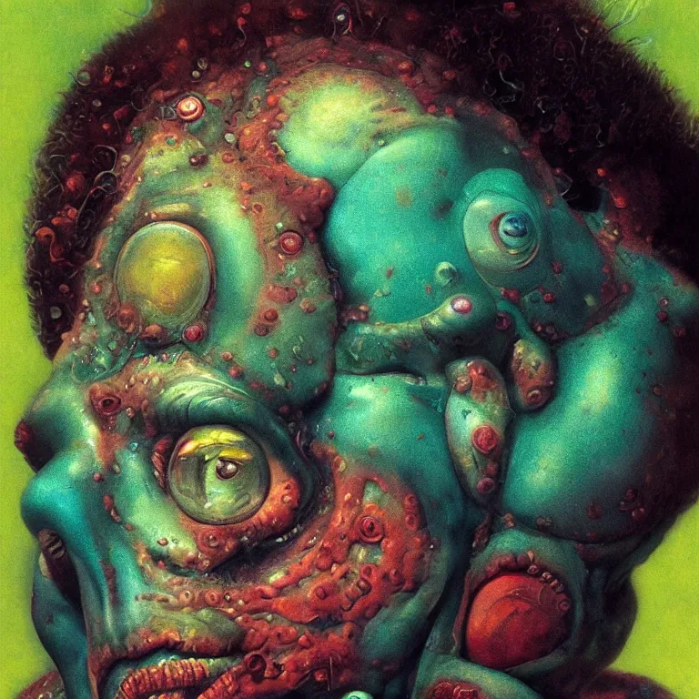 Prompt: Hyperrealistic intensely colored close up studio Photograph portrait of a deep sea bioluminescent Kevin Pollak, symmetrical face realistic proportions eye contact, sitting in His throne underwater, award-winning portrait oil painting by Norman Rockwell and Zdzisław Beksiński vivid colors high contrast hyperrealism 8k