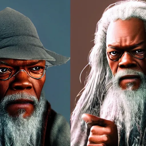 Prompt: Samuel L Jackson as Gandalf, photorealistic, 8k, movie imagery