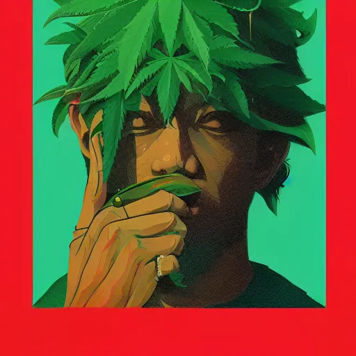 Image similar to profile picture by sachin teng, marijuana organic painting, marijuana, matte, hiphop, hard edges, energetic, 3 d shapes, supreme, asymmetrical, smoke, green, highly detailed