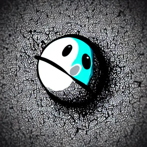 Image similar to sad ball with ink colorful drops around it, high quality, cartoony,