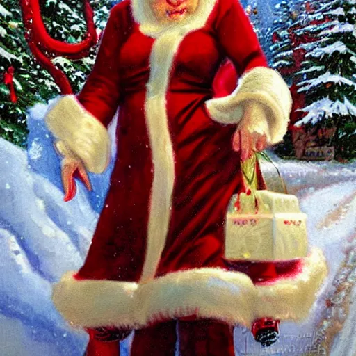 Prompt: Mrs. Claus as painted by Ralph Horsley