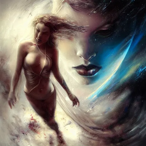 Image similar to life is infinitely heavier than the heaviness of all things by raymond swanland, highly detailed, abstract