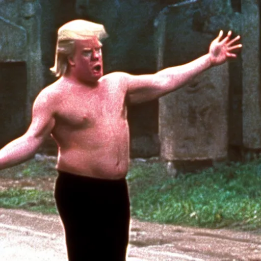 Image similar to philip seymour hoffman is donald trump, platoon ( 1 9 8 6 ), cinematic shot