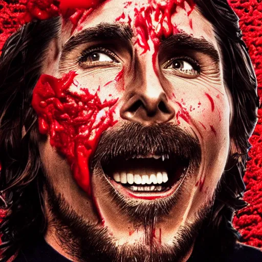 Image similar to face of christian bale melting out of blood
