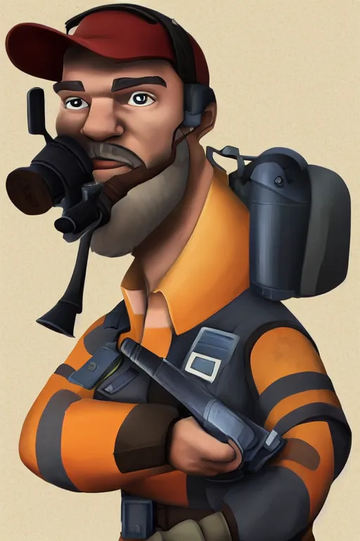 Prompt: beautiful character portrait team fortress 2 engineer character art by moby francke