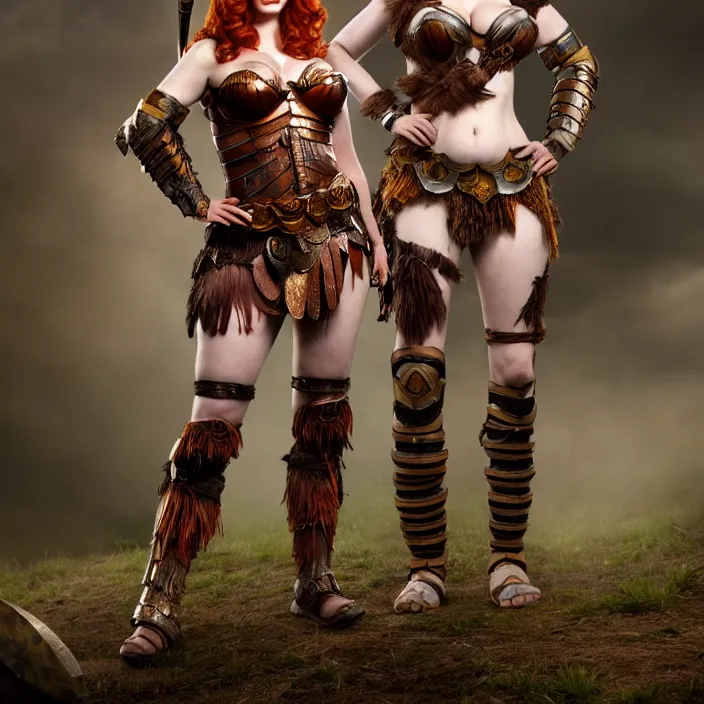 Prompt: full body photograph of christina hendricks as a amazon warrior. Extremely detailed. 8k