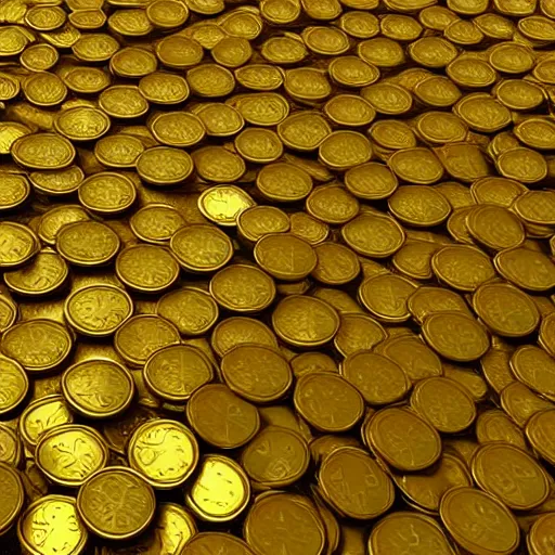 Prompt: photorealistic photograph of vault full of gold coins, entire vault is shown