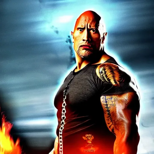 Prompt: dwayne johnson as ghost rider