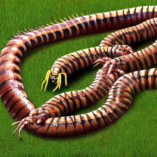 Image similar to man sized centipede exhibit at a zoo realistic photo,