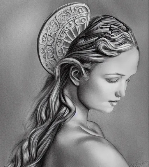 Prompt: drawing of the beautiful greek goddess aphrodite, fantasy art, hyper realistic, amazing detail, in the style of robert rutkowski