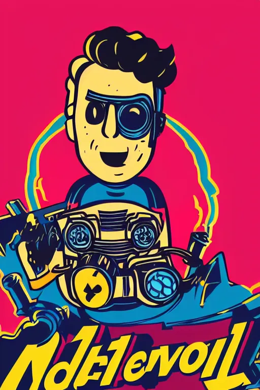 Image similar to fallout 7 6 retro futurist illustration art by butcher billy, sticker, colorful, illustration, highly detailed, simple, smooth and clean vector curves, no jagged lines, vector art, smooth andy warhol style