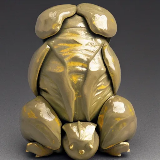 Image similar to ceramic and gold sculpture of a tardigrade, kintsugi tardigrade, award - winning sculpture