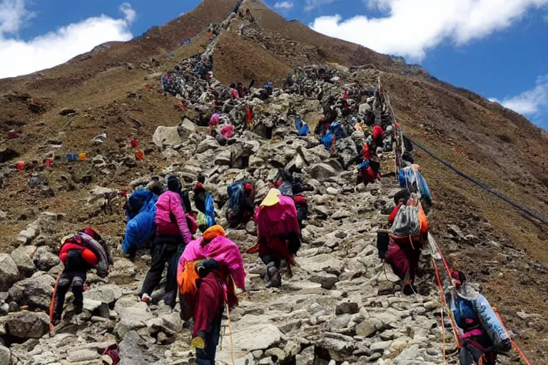 Image similar to people climbing tibet mountains in spring