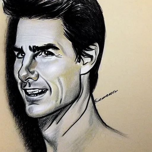 Prompt: a portrait drawing of Tom Cruise drawn by Mort drucker