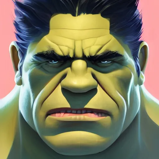 Image similar to face icon stylized minimalist the hulk, loftis, cory behance hd by jesper ejsing, by rhads, makoto shinkai and lois van baarle, ilya kuvshinov, rossdraws global illumination