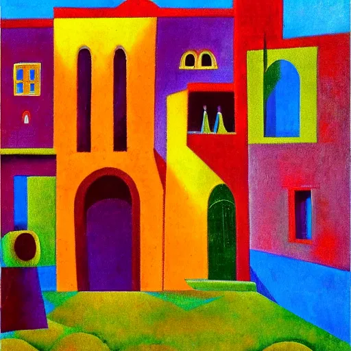 Prompt: old city by rufino tamayo
