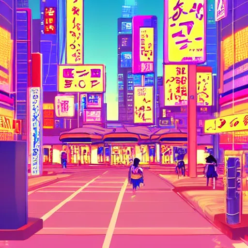 neon citypop japanese city in 1 9 8 0's anime style | Stable Diffusion