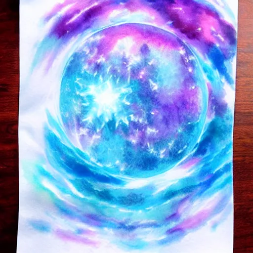 Image similar to frosted astral glacial scarves watercolor artwork confirmed orb