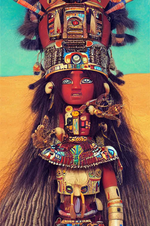 Prompt: portrait of a beautiful a Hopi kachina doll, Warhammer, highly detailed, artstation, illustration, art by Gustav Klimt and Range Murata and Ilya Kuvshinov and Sakimichan