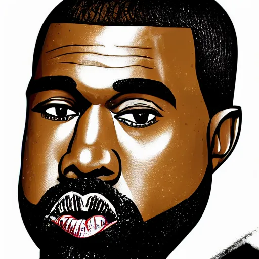 Prompt: portrait of kanye west in stephen bliss illustration artwork of kanye west, by stephen bliss