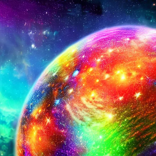 Prompt: colorful ball of yarn as a planet, galaxy background, photo, intricate, 8 k highly professionally detailed, hdr, cgsociety