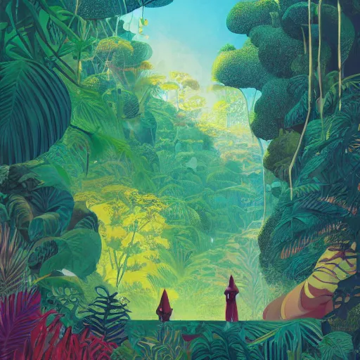 Prompt: illustration of the jungle by victo ngai, by rhads, makoto shinkai, madgwick, masterpiece, contest award winner