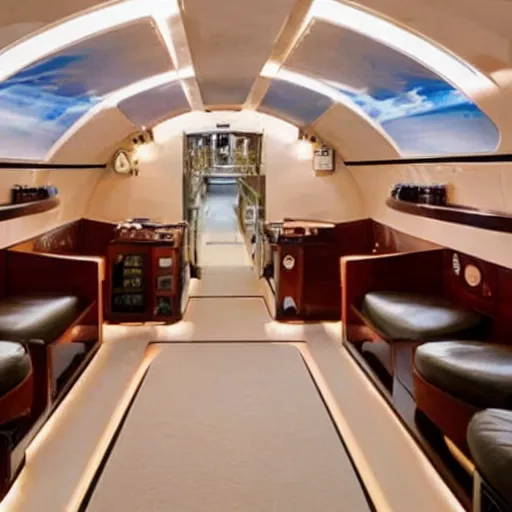 Prompt: interior of a luxurious passenger submarine